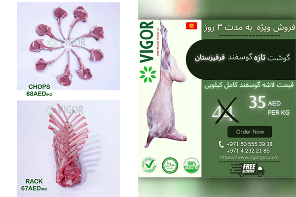 شركت ويگور تنها وارد كننده گوشت تازه گوسفند از قرقيزستان